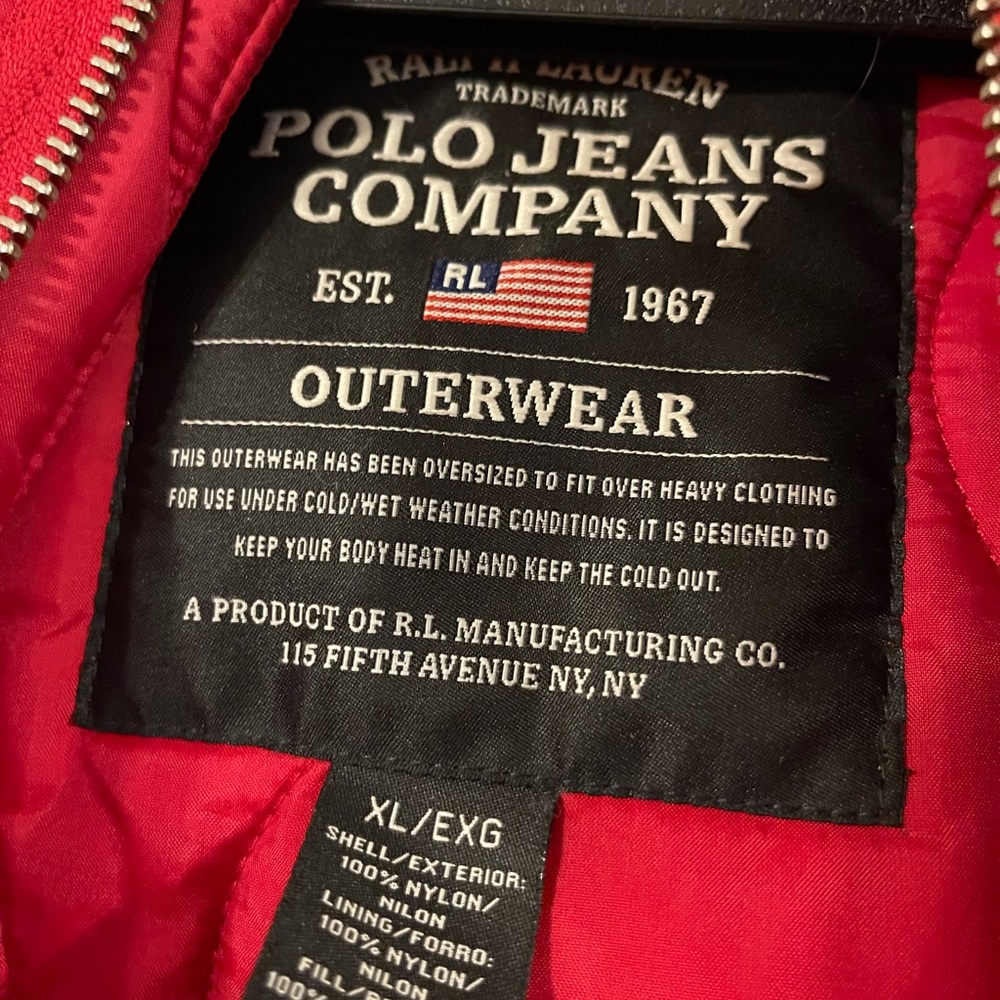 EUC. Size XL Polo jeans company quilted, hooded coat - Picture 3 of 3